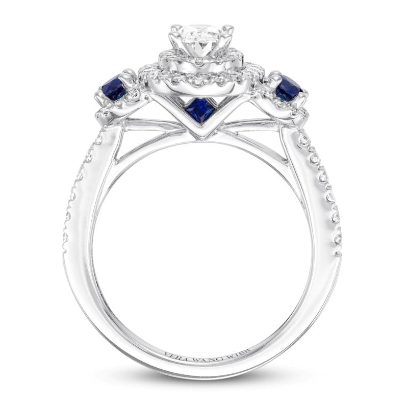 Vera Wang WISH Ring 1 ct tw Diamonds & Sapphires 14K White Gold