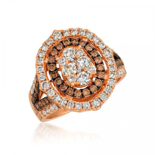 14K Strawberry Gold Ring with Nude Diamonds 1 1/3 cts., Chocolate Diamonds 5/8 cts.