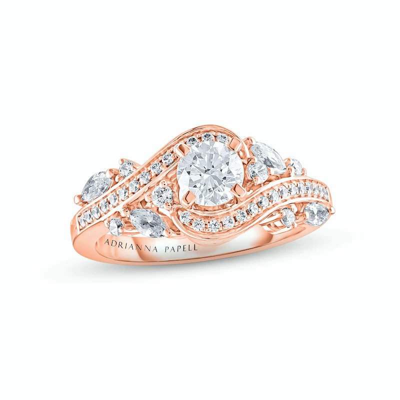 Previously Owned Adrianna Papell Diamond Engagement Ring 1 ct tw Round & Marquise-cut 14K Rose Gold