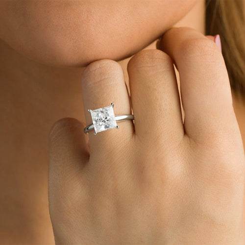 3 CT Certified Princess-Cut Diamond Solitaire Engagement Ring in 14K White Gold (I/SI2)