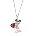 Disney Treasures 100 Years of Disney Mickey Mouse Garnet & Diamond Accent Necklace Sterling Silver & 10K Rose Gold 19