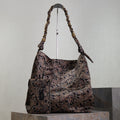 YSL 25S AMALIA 50 IN NAVY MULTICOLOR  SILK TWILL GOLD HARDWARE