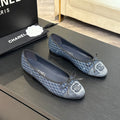 CHANEL BALLET FLATS IN AEGEAN BLUE MONOGRAM DENIM