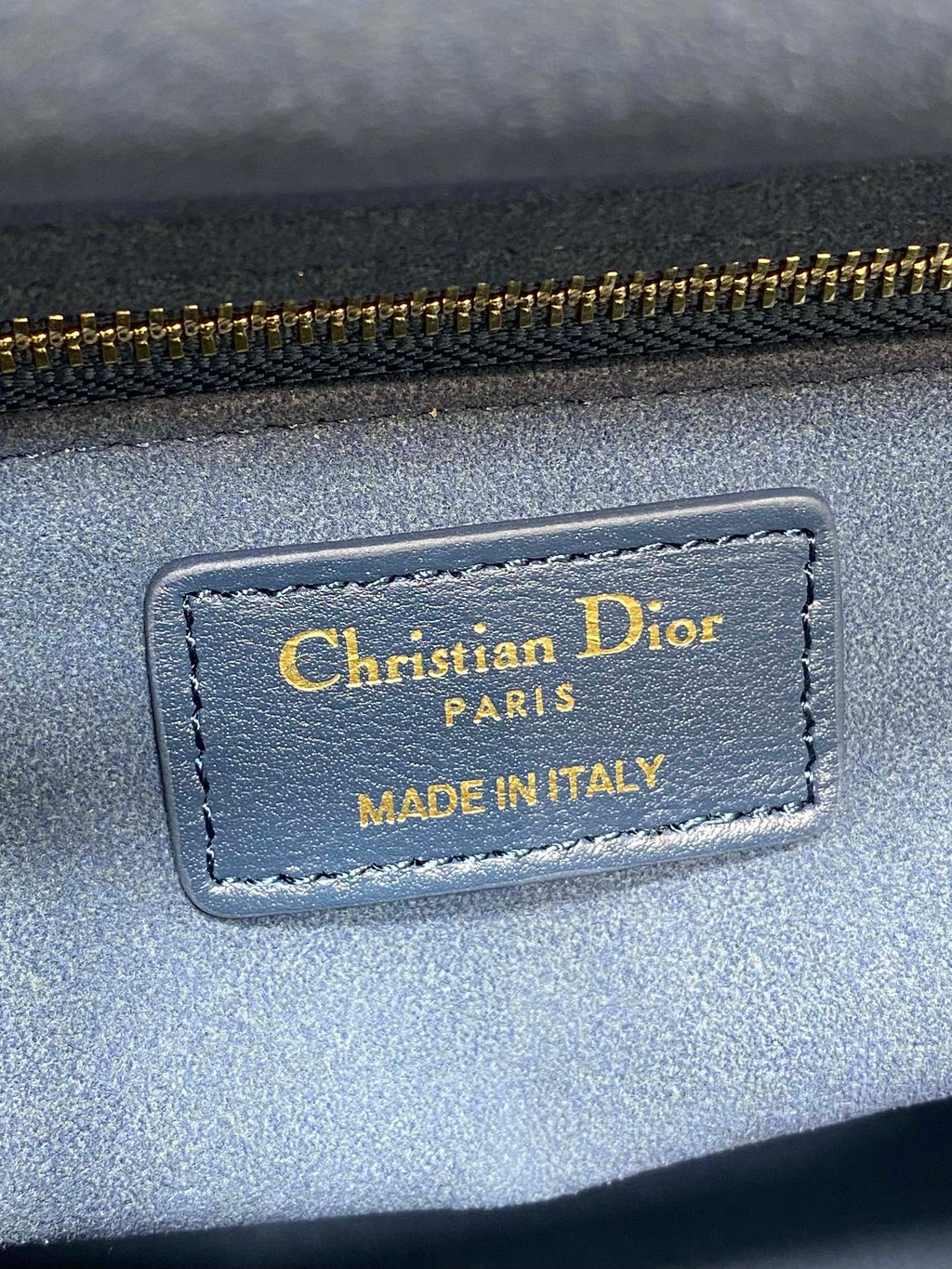 DIOR 25S MEDIUM LADY BAG 24 IN DEEP OCEAN BLUE CALFSKIN GOLD HARDWRE