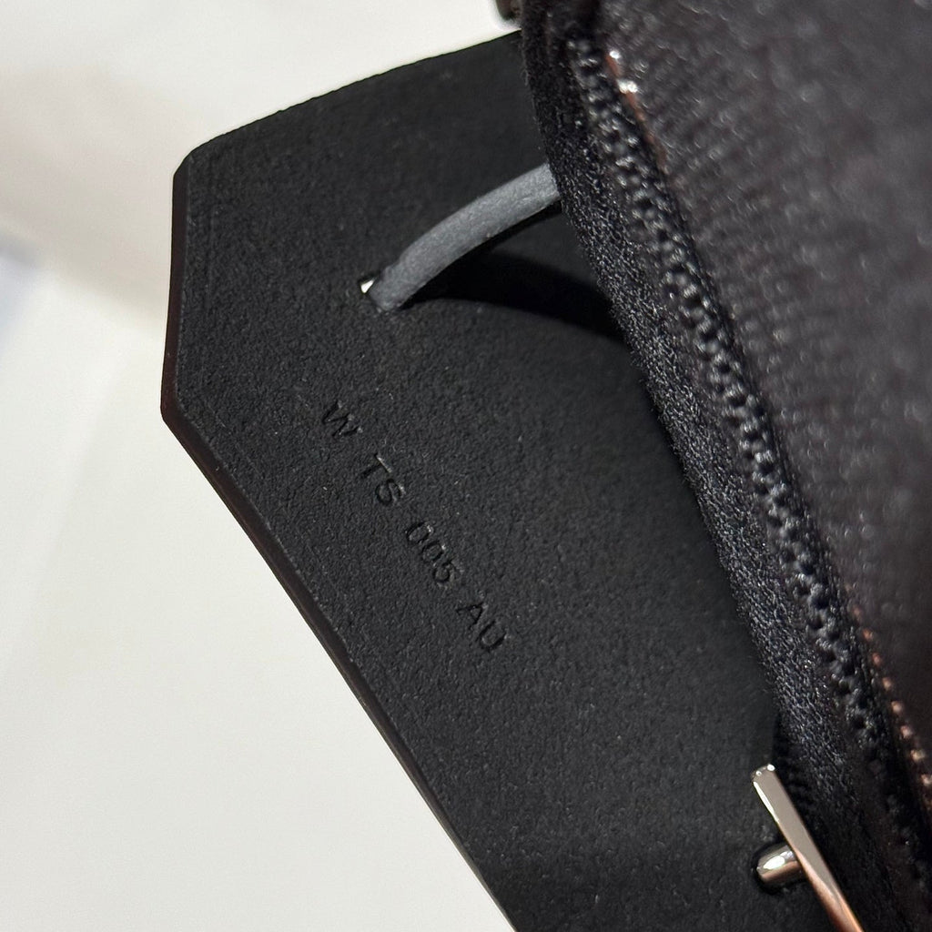 HERMES 25S MINI HERBAG 20 IN FULL BLACK CANVAS SILVER HARDWARE