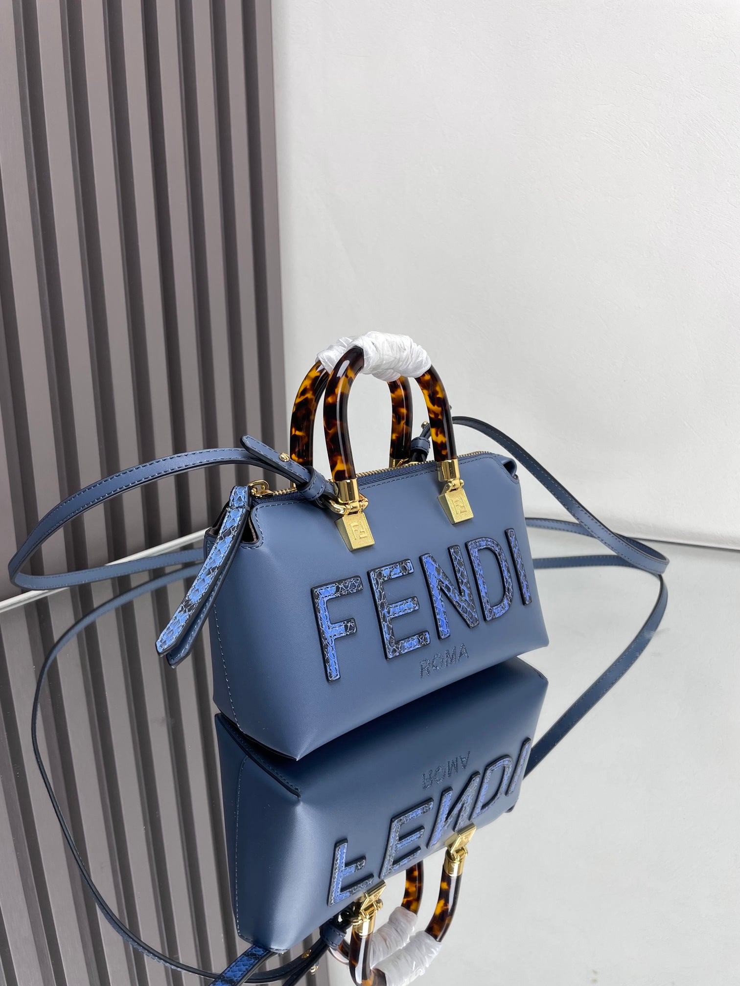 BY THE WAY MINI 18 IN AEGEAN BLUE LAMBSKIN GOLD HARDWARE