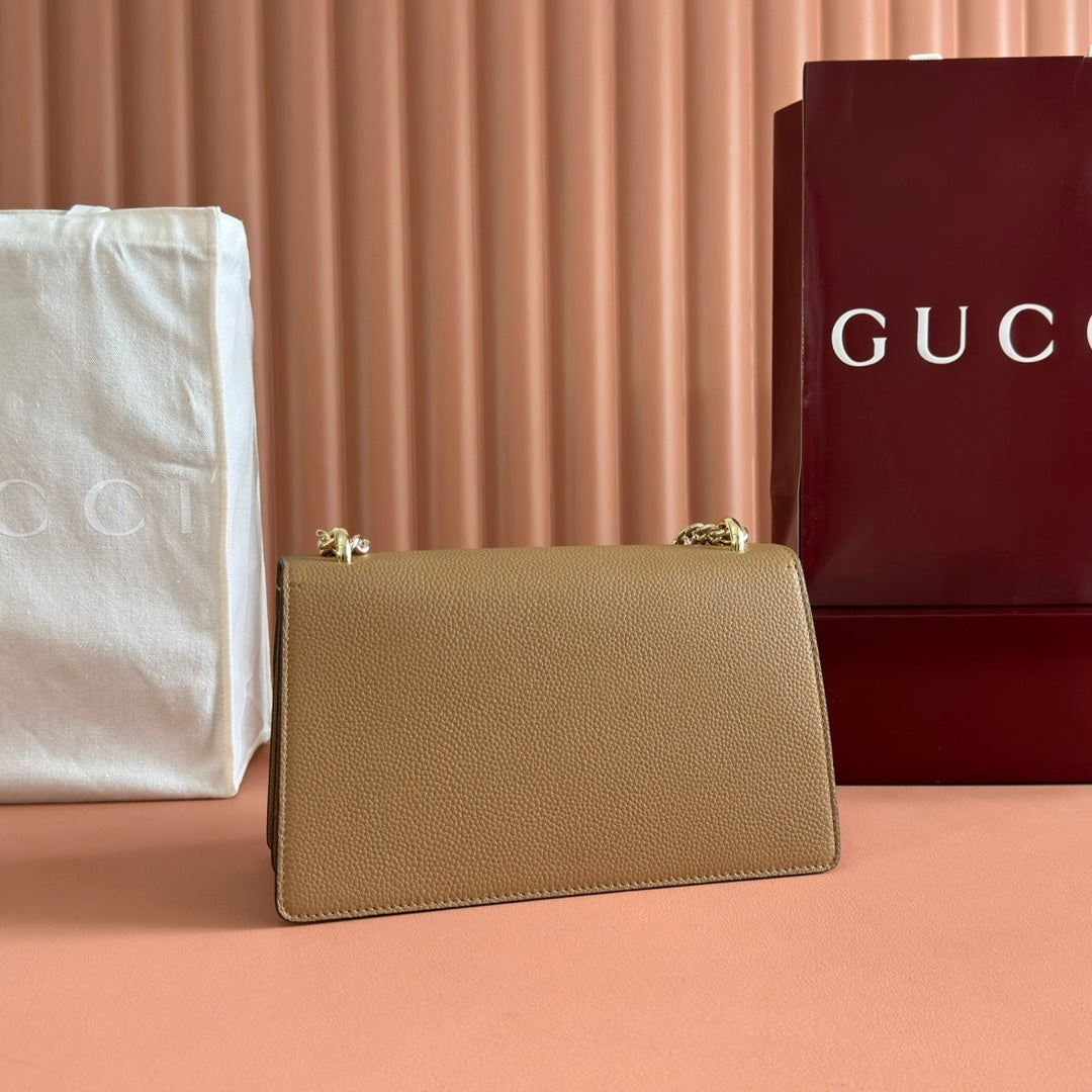 GUCCI 25S DIONYSUS WALLET 28 IN SAND BROWN CALFSKIN