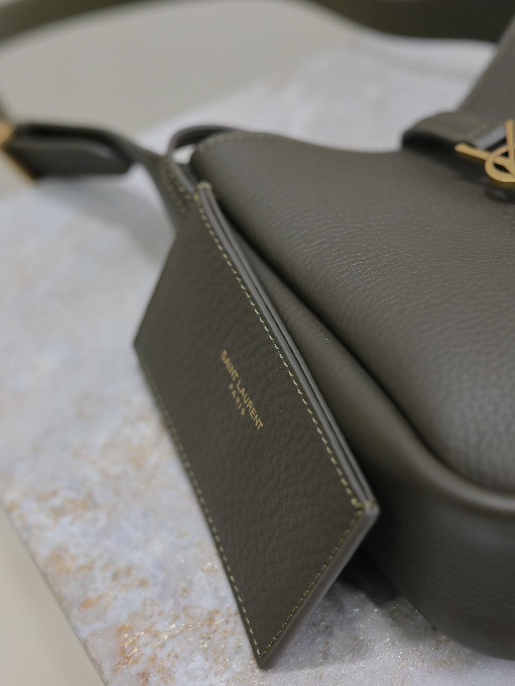 YSL 25S LE 5 À 7 BAG 16 IN LIGHT MUSK GRAINED CALFSKIN GOLD HARDWARE